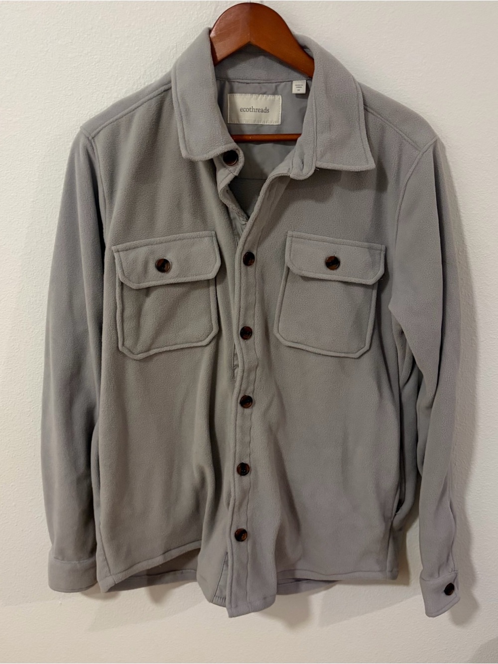 Men's Light Gray Fleece Shirt Jacket